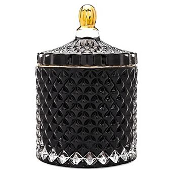 Glass Jewelry Jar Geometric Diamond Design, Perfect for Jewelry and Trinkets