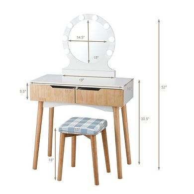 Costway Vanity Makeup Dressing 8 Dimmable Bulbs Lighted