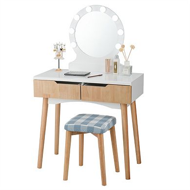 Costway Vanity Makeup Dressing 8 Dimmable Bulbs Lighted