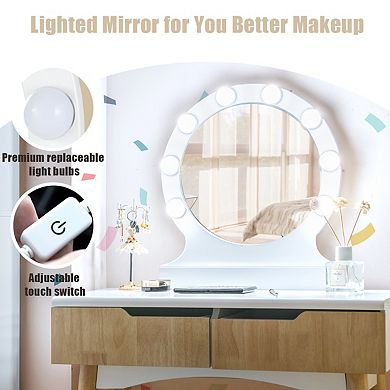 Costway Vanity Makeup Dressing 8 Dimmable Bulbs Lighted