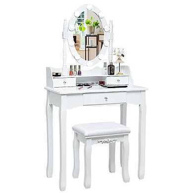 Costway Vanity Dressing Table 10 Dimmable Bulbs Touch Switch for Bedroom