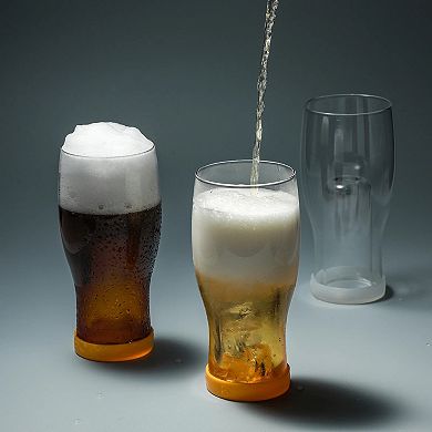 Ice Isolation Beer Glasses Set of 4 20oz with Ice Chamber for Parties
