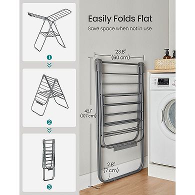 Folding Drying Rack with Adjustable Wings for Indoor or Outdoor Laundry Use