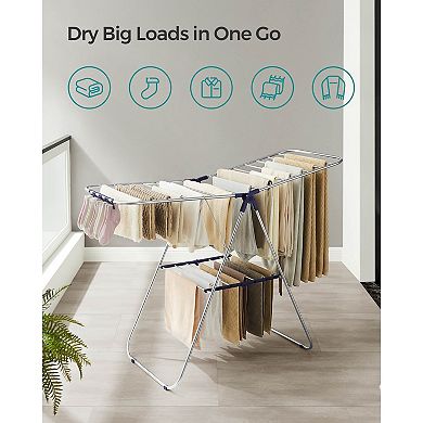 Folding Drying Rack with Adjustable Wings for Indoor or Outdoor Laundry Use