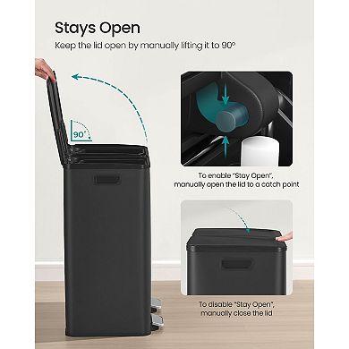 Modern 14-Gallon Trash Can with Dual Removable Liners and Soft-Close Lid