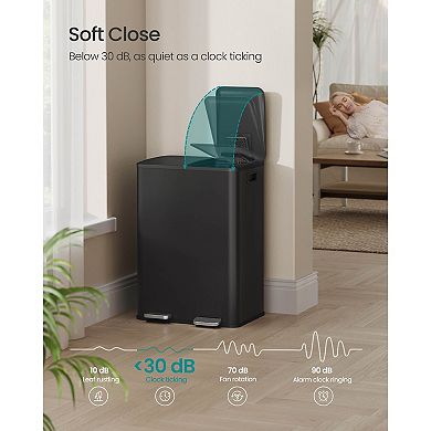 Modern 14-Gallon Trash Can with Dual Removable Liners and Soft-Close Lid