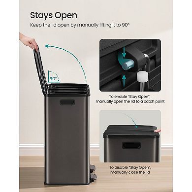 Modern 14-Gallon Trash Can with Dual Removable Liners and Soft-Close Lid