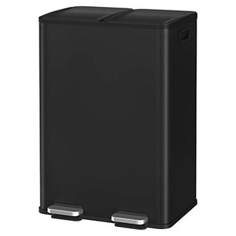 Modern 14-Gallon Trash Can with Dual Removable Liners and Soft-Close Lid