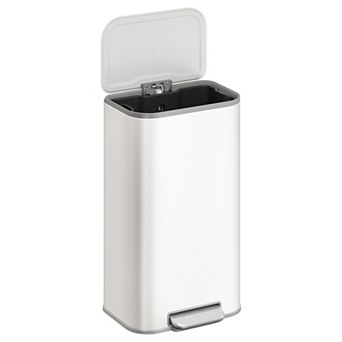8-Gallon Pedal Trash Can with Soft-Close Lid and Inner Bucket, Cloud White