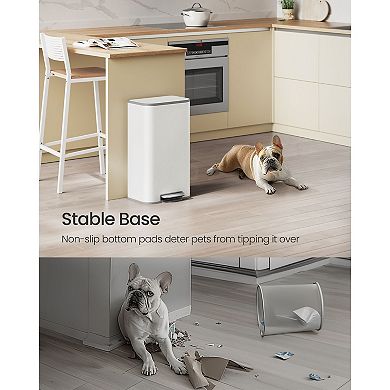 8-Gallon Pedal Trash Can with Soft-Close Lid and Inner Bucket, Cloud White