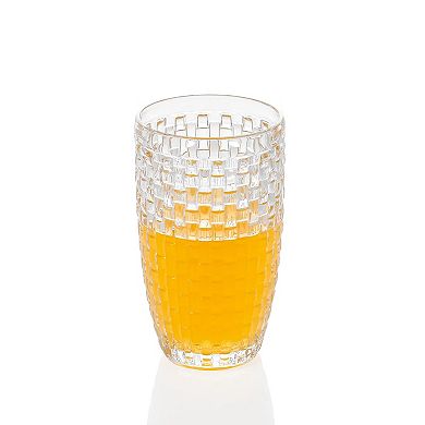 Set of 6 Knitted-Embossed Highball Glasses 12 oz Clear Tall Drinkware