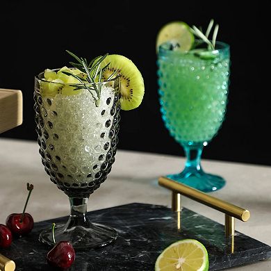 Set of 6 Hobnail Faceted Highball Glasses 13 oz Colorful Textured Drinkware