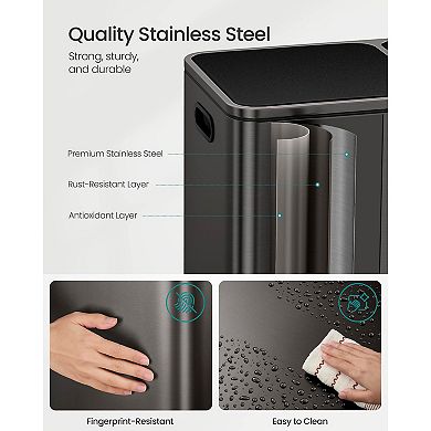Modern Trash Can with 2 x 10.6-Gallon Bins and Quiet Soft-Close Lid