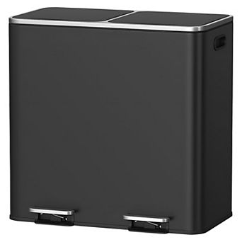 Modern Trash Can with 2 x 10.6-Gallon Bins and Quiet Soft-Close Lid