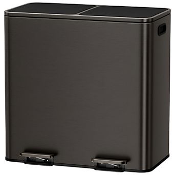 Modern Trash Can with 2 x 10.6-Gallon Bins and Quiet Soft-Close Lid
