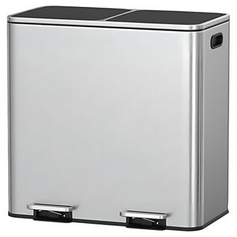 Modern Trash Can with 2 x 10.6-Gallon Bins and Quiet Soft-Close Lid