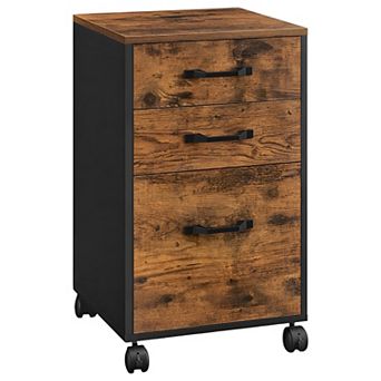 3-Drawer Mobile File Cabinet with Large Bottom Drawer for A4 or Letter Files