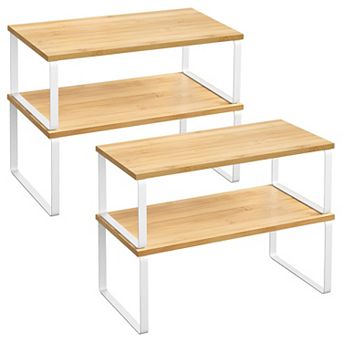 4-in-1 Kitchen Cabinet Organizers, Stackable Shelves for Spice Rack, Countertop and Pantry Storage