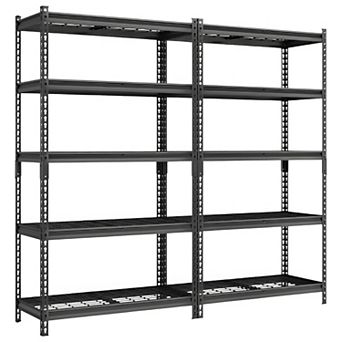 2 pc 5 tier Heavy-Duty Metal Shelving Units, 450 lb per Shelf for Garage or Basement