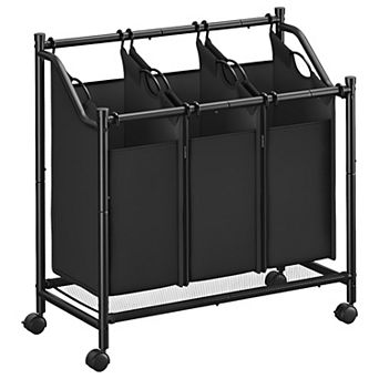 3-Bag Laundry Sorter with 35.7-Gallon Capacity, Lockable Casters and Removable Bags
