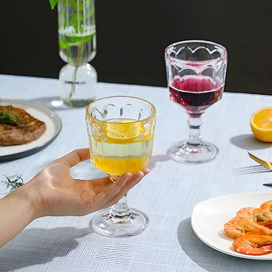 6-Piece Clear Faceted Highball Glasses 9 oz Textured Drinkware for Kitchen or Dining Table