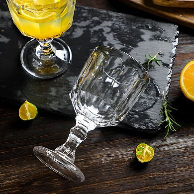 6-Piece Clear Faceted Highball Glasses 9 oz Textured Drinkware for Kitchen or Dining Table