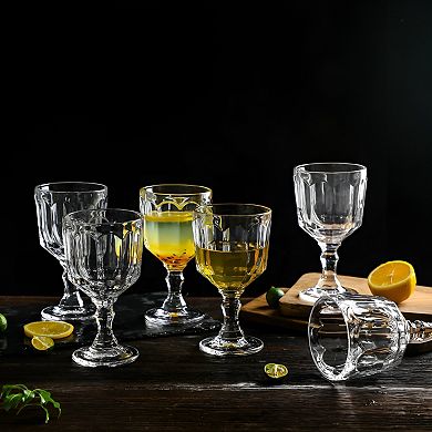 6-Piece Clear Faceted Highball Glasses 9 oz Textured Drinkware for Kitchen or Dining Table