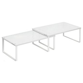 Stackable Kitchen Organizers, Metal Shelves with Perforated Design, Set of 2