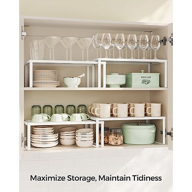 Stackable Kitchen Organizers, Metal Shelves with Perforated Design, Set of 2