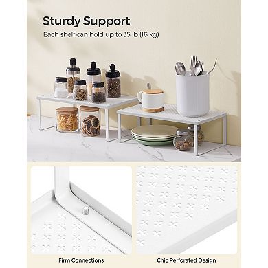 Stackable Kitchen Organizers, Metal Shelves with Perforated Design, Set of 2