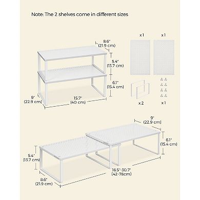 Stackable Kitchen Organizers, Metal Shelves with Perforated Design, Set of 2