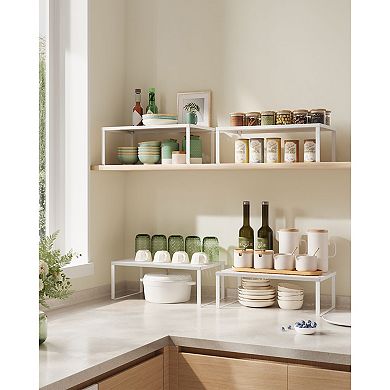 Stackable Kitchen Organizers, Metal Shelves with Perforated Design, Set of 2