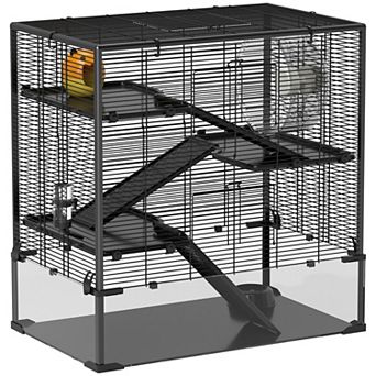 PawHut Hamster Cage, 4 tier Hamster Tank with Deep Glass Bottom, 31inchL