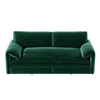 Whisen 3-in-1 Velvet Queen Sleeper Sofa Bed & Chaise Lounge with Side Storage Pockets, 2 Seats