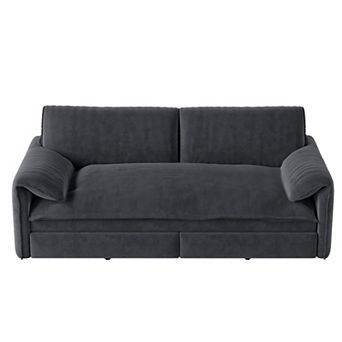 Whisen 3-in-1 Velvet Queen Sleeper Sofa Bed & Chaise Lounge with Side Storage Pockets, 2 Seats