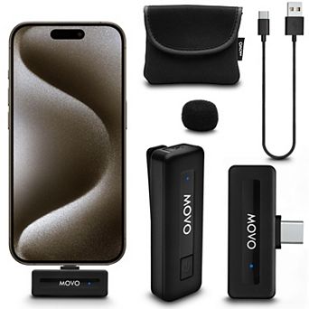 Movo Wireless Mini USB-C Wireless Microphone for iPhone 15 and up