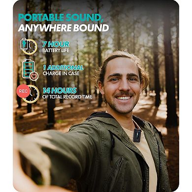 Movo WMX-2-L-DUO Dual Wireless Lavalier Microphone with Charging Case for iPhone 14 and below