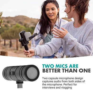 Movo DoubleMic-UC Dual Capsule Phone Microphone for USB-C Devices