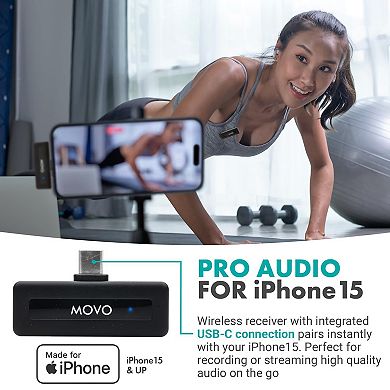 Movo Wireless Mini USB-C Duo Wireless Microphone for iPhone 15 and up