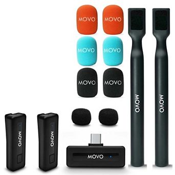 Movo Wireless Mini UC Duo Dual Ultra Compact Wireless Lavalier Microphones for iPhone 15