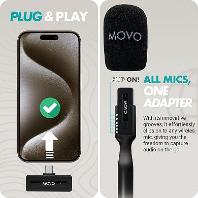 Movo Wireless Mini UC Duo Dual Ultra Compact Wireless Lavalier Microphones for iPhone 15