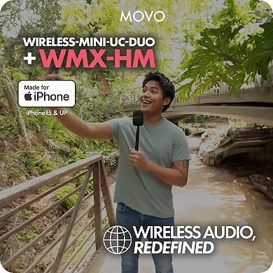 Movo Wireless Mini UC Duo Dual Ultra Compact Wireless Lavalier Microphones for iPhone 15