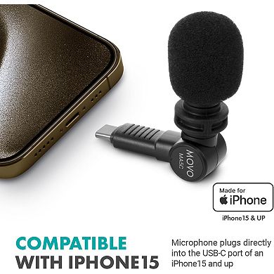 Movo External USB-C Microphone for iPhone 15/16 - Mic for iPhone 15/16, USB-C Devices
