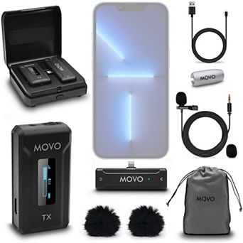Movo WMX-2-L Wireless Microphone for iPhone with Charging Case (Lightning)