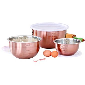 BrylaneHome 6 pc Set Of Copper Mixing Bowls & Lids