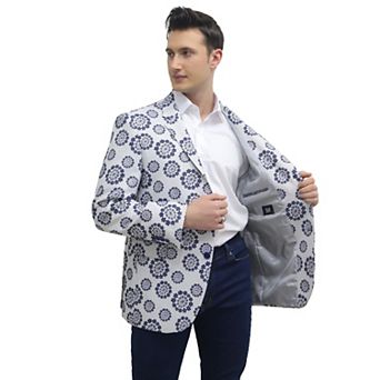 Elie Balleh Mens Slim Fit Nutical Sports Coat Jacket