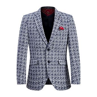 Elie Balleh Slim Fit Men's Houndtooth Brocade Blazer