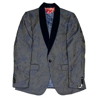 Elie Balleh Boys Slim Fit Floral Shawl Collar Blazer