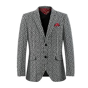 Elie Balleh Slim Fit Men's Logo Brocade Blazer Sports Coat