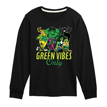 Boys 8-20 Marvel Green Vibes Only Long Sleeve Graphic Tee